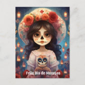 Carte Postale 🌹 La Calavera Catrina : Les fleurs de la vie 🌹 (Devant)