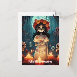 Carte Postale 🌹 La Calavera Catrina : Les fleurs de la vie 🌹
