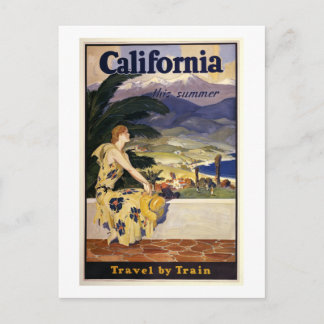Carte Postale La Californie cet été. Voyage en train