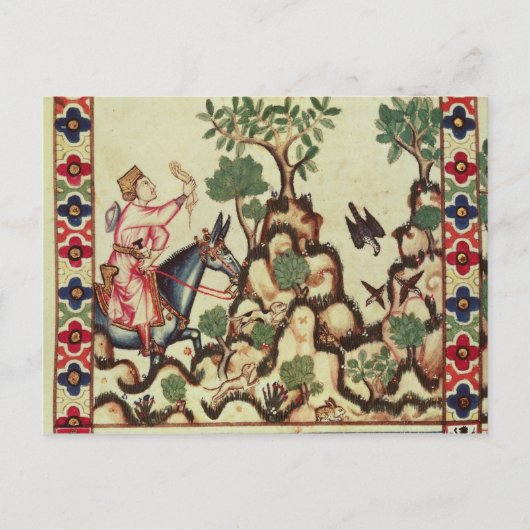 Carte Postale La chasse au faucon, extrait du manuscrit (Devant)