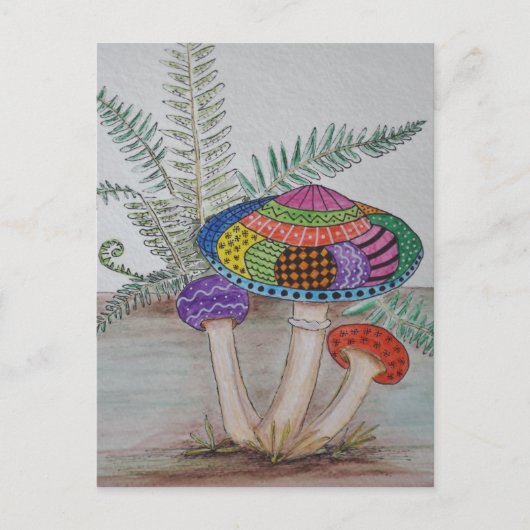 Carte Postale La chasse aux champignons. (Devant)