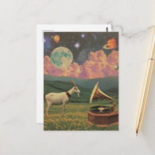 Carte Postale La chèvre surréaliste dans la prairie