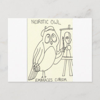 Carte Postale La Chouette Neurotique embrasse le cubisme