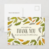 Carte Postale La chute du Merci de Thanksgiving Feuille (Devant / Derrière)