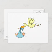 Carte Postale La cigogne donne un bébé (Devant / Derrière)