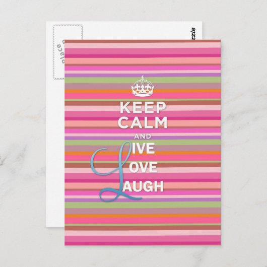 Carte Postale La citation à la mode fraîche "gardent le calme et (Devant / Derrière)