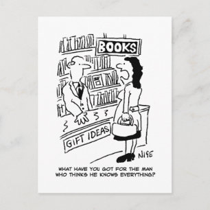 Carte Postale La cliente de la librairie pose une question au li