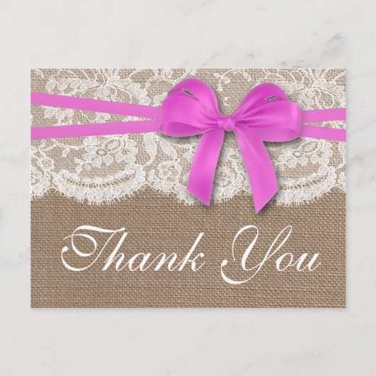 Carte Postale La collection de mariage au ruban rose rustique (Devant)