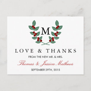 Carte Postale La collection de Mariages Monogram Berry Bush