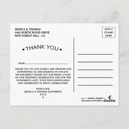 Carte Postale La collection Mariage moderne Chevron - Marine & G (Dos)