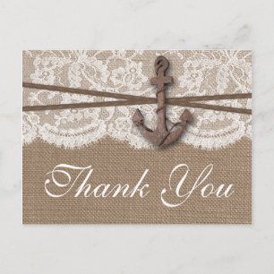 Carte Postale La collection Rustique de Mariages d'Ancres nautiq