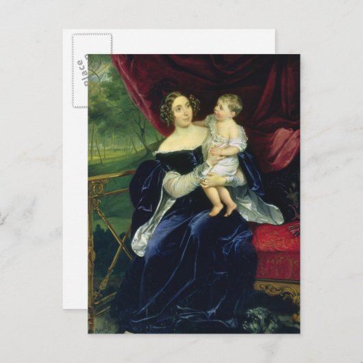 Carte Postale La comtesse Olga Ivanovna Orlov avec sa fille (Devant / Derrière)