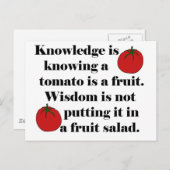 Carte Postale La connaissance, c'est savoir que la tomate est un (Devant / Derrière)