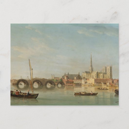 Carte Postale La construction du pont de Westminster avec une vu (Devant)