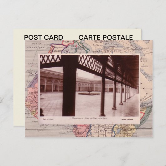 Carte Postale La cour du palais de Marrakech (Devant / Derrière)