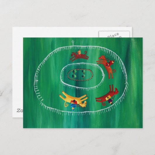 Carte Postale La course à cheval (Devant / Derrière)