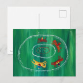 Carte Postale La Course Du Cheval Art Contemporain Peinture Acry (Devant / Derrière)