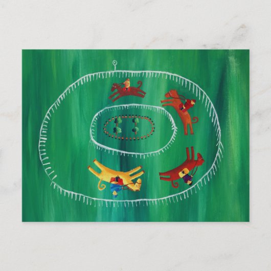 Carte Postale La Course Du Cheval Art Contemporain Peinture Acry (Devant)