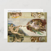 Carte Postale La Création d'Adam, Chapelle Sixtine, Michel-Ange (Devant / Derrière)