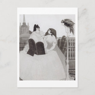 Carte Postale La dame à la table de dressage (encre et lave)