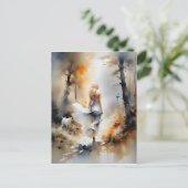 Carte Postale La Dame À Travers Une Forêt (Debout devant)