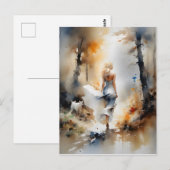 Carte Postale La Dame À Travers Une Forêt (Devant / Derrière)