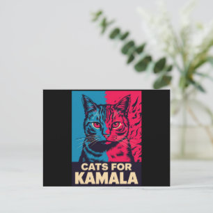 Carte Postale La dame aux chats sans enfants vote Kamala Harris 