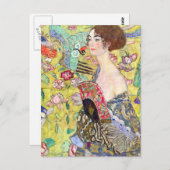 Carte Postale La Dame Avec Peinture De Ventilateur (Devant / Derrière)