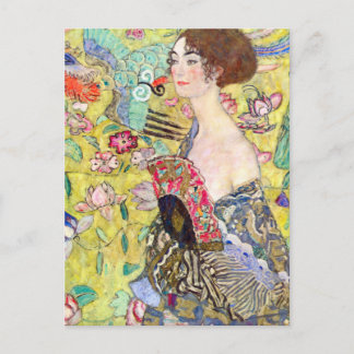 Carte Postale La Dame Avec Peinture De Ventilateur