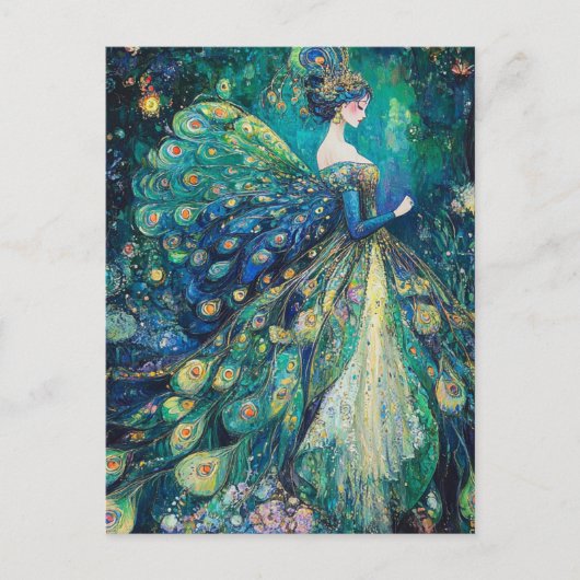 Carte Postale La dame dans la robe d'Imaginaire Blue Peacock (Devant)