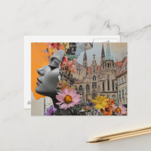 Carte Postale La Dame dans un Collage de Ville