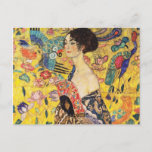 Carte Postale La Dame de Gustav Klimt avec un fan<br><div class="desc">La Dame Gustav Klimt Avec Une Carte Postale De Ventilateur</div>
