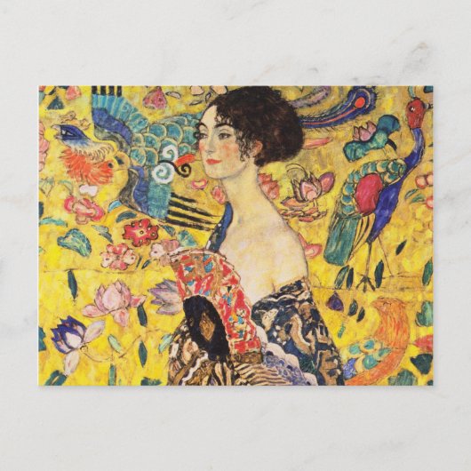 Carte Postale La Dame de Gustav Klimt avec un fan (Devant)