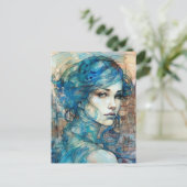 Carte Postale La Dame de la ville aux cheveux bleus (Debout devant)