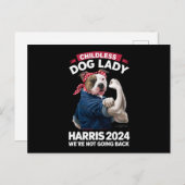 Carte Postale La Dame des Chiens Sans Enfants Vote Kamala Electi (Devant / Derrière)