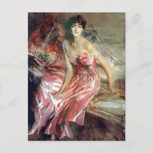 Carte Postale La Dame en rose (1916) par Giovanni Boldini (Devant)
