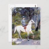 Carte Postale La Dame Riding Peinture Cheval Blanc (Devant / Derrière)