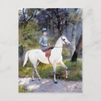 La Dame Riding Peinture Cheval Blanc