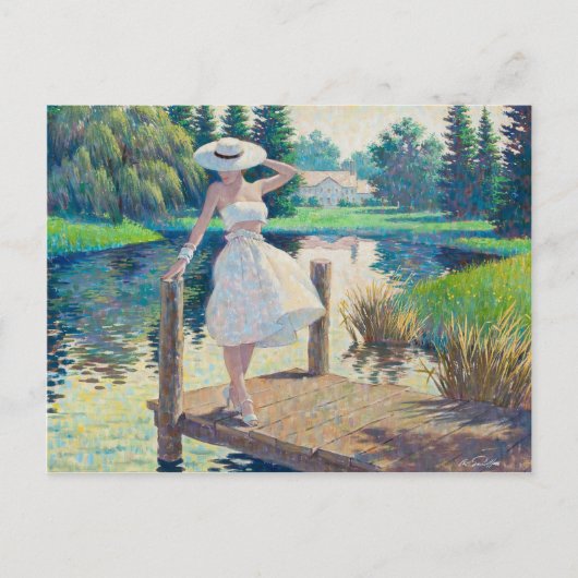 Carte Postale La Dame Sur Le Dock (Devant)