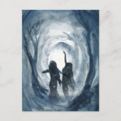 Carte Postale La déesse de la lune célèbre étoile forêt bleu aqu (Devant)