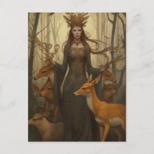 Carte Postale La déesse des cerfs dans les bois