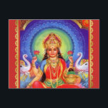 Carte Postale La déesse hindoue Lakshmi Maa<br><div class="desc">Lakshmi (Sanskrit ल ष् मी, lakmî, ˈlakʂ miː) est la déesse hindoue de la richesse, de la fortune et de la prospérité (matérielle et spirituelle). Elle est la femme et l'énergie active de Lord Vishnu. En dessous, derrière, ou sur les côtés, Lakshmi est parfois montré avec un ou deux éléphants...</div>