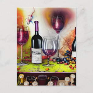 Carte Postale La Dégustation De Vins Art numérique coloré