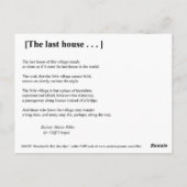 CARTE POSTALE LA DERNIÈRE MAISON (Dos)