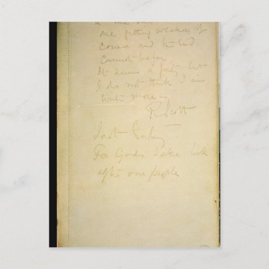 Carte Postale La dernière page de son journal, Antarctique (Devant)