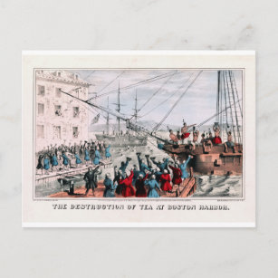 Carte Postale La destruction du thé dans le port de Boston