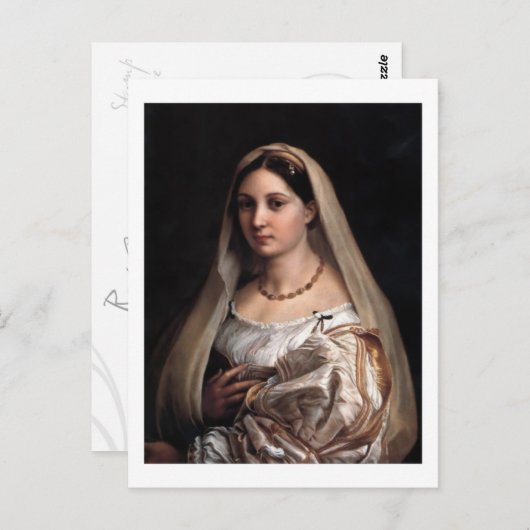 Carte postale La Donna Velata (Devant / Derrière)