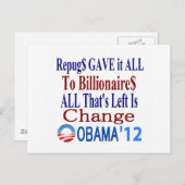 Carte Postale La Droite A Tout Donné À Des Milliardaires (Devant / Derrière)