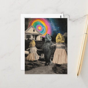 Carte Postale La drôle Famille De Poissons Surréalistes