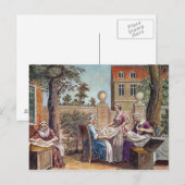 Carte Postale La fabrication de la soie, gravée par J. Hinton (Devant / Derrière)